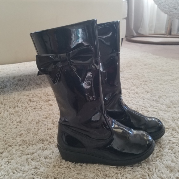 Black patent leather wedge boots - Picture 2 of 3